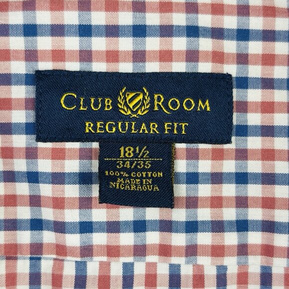 Club Room Shirt Mens XXL Regular Fit Plaid Long Sleeve Logo Collar Button Down - Picture 3 of 7